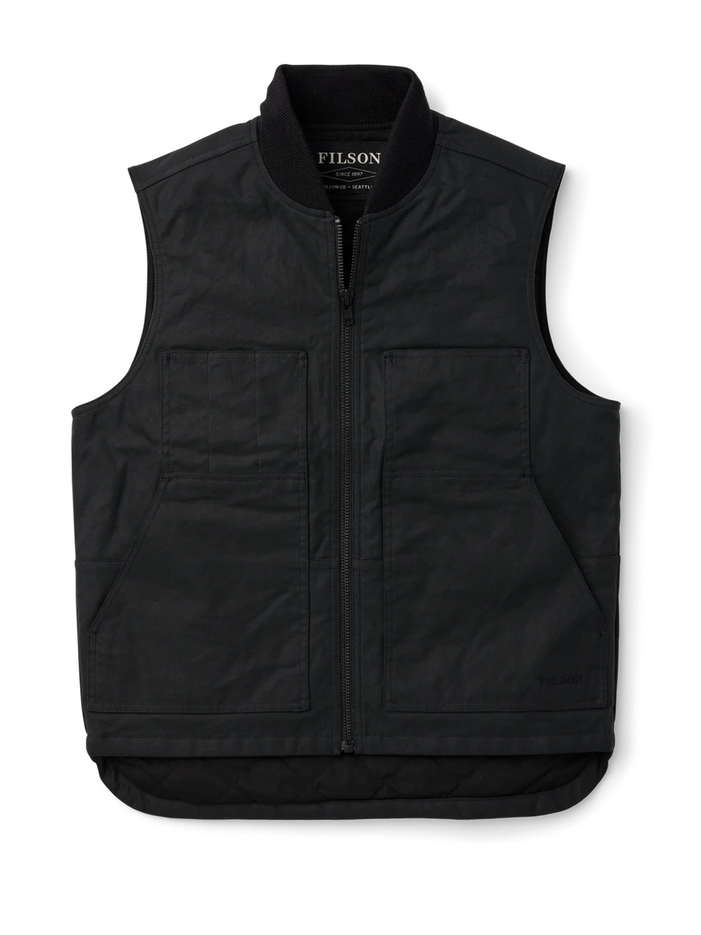 Filson Black Quilted Front-Zip Utility Vest